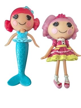 Lot of 2 Mini Lalaloopsy 3" Figures – Jewel Sparkles & Coral Sea Shells Mermaid